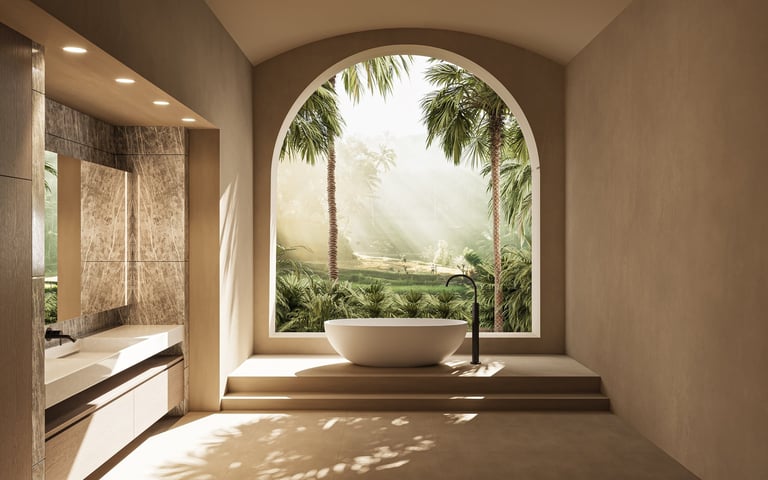 Serene Bathroom On Tropical Island