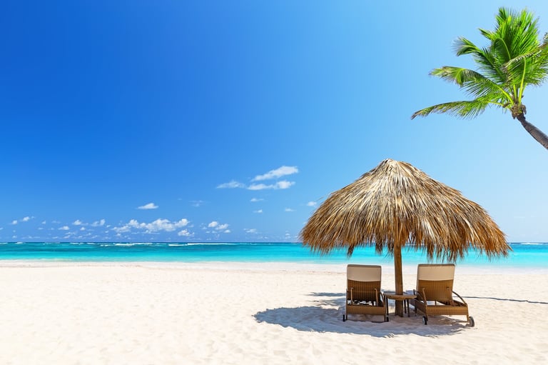 Punta Cana Dominican Republic beach with beach chairs